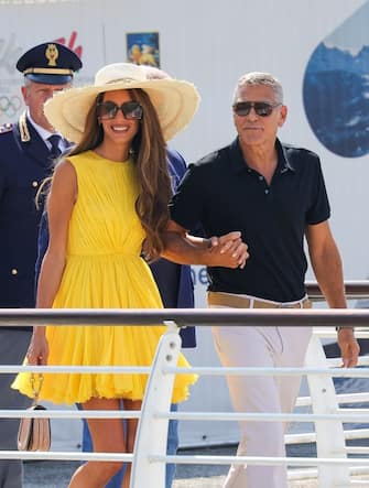 Venice, ITALY  - George Clooney and wife Amal are seen arriving at Marco Polo Airport in Venice for the 81st Venice International Film Festival.

Pictured: Amal Clooney, George Clooney 

BACKGRID USA 30 AUGUST 2024 

BYLINE MUST READ: Aissaoui Nacer / BACKGRID

USA: +1 310 798 9111 / usasales@backgrid.com

UK: +44 208 344 2007 / uksales@backgrid.com

*UK Clients - Pictures Containing Children
Please Pixelate Face Prior To Publication*