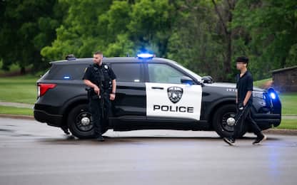 BROOKLYN PARK, MINNESOTA - JUNE 14: A Brooklyn Park police officer looks on as they guard the entrance to a neighborhood on June 14, 2025 in Brooklyn Park, Minnesota. Democratic-Farmer-Labor State Rep. Melissa Hortman and her husband were shot and killed this morning. Democratic-Farmer-Labor State Sen. John Hoffman and his wife were also shot and hospitalized in a separate incident. Minnesota Gov. Tim Walz said during a press conference that the shooting "appears to be a politically motivated assassination." (Photo by Stephen Maturen/Getty Images)