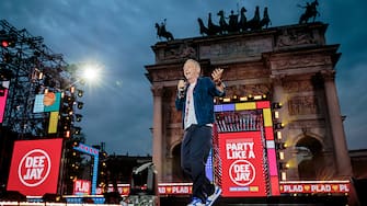 MILAN, ITALY - JUNE 11: Linus presents Party Like A Deejay 2024 at Arco Della Pace on June 08, 2024 in Milan, Italy. (Photo by Sergione Infuso/Corbis via Getty Images)