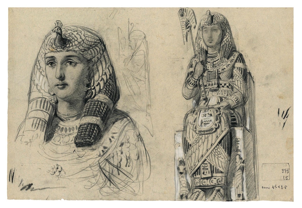 Luigi Manini, Studio di statua raffigurante una regina egizia seduta in trono, 1873-1897 ca. Crema, Museo Civico di Crema e del Cremasco (invv. 879/15, G0449)
