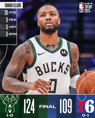 PHILADELPHIA 76ERS-MILWAUKEE BUCKS 109-124