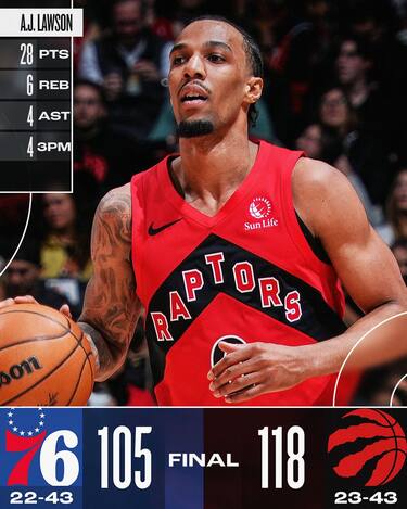 TORONTO RAPTORS-PHILADELPHIA 76ERS 118-105
