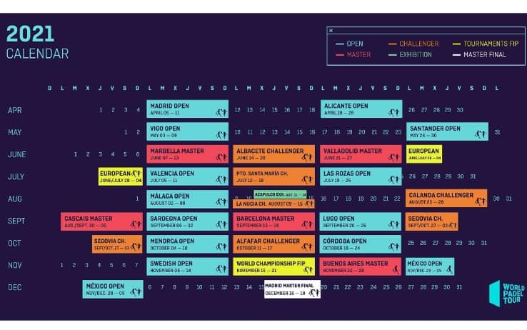 Calendario padel