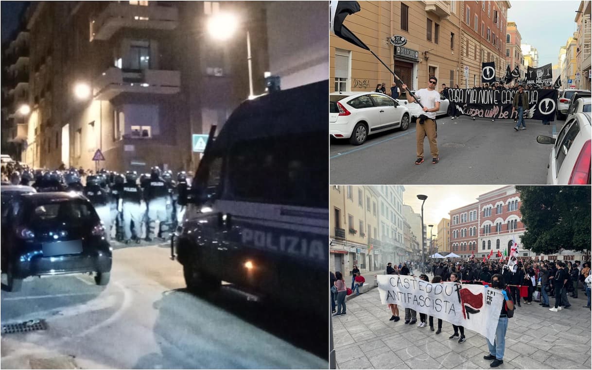 Cagliari, scontri tra polizia e manifestanti del corteo antifascista Cagliari, scontri tra polizia e manifestanti del corteo antifascista