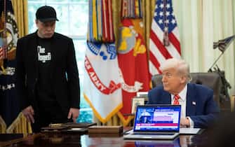 WASHINGTON, DC - MAY 30: President Donald Trump speaks during a news conference with Elon Musk on May 30, 2025 inside the Oval Office at the White House in Washington. (Photo by Tom Brenner For The Washington Post via Getty Images)
