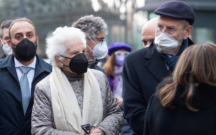 La senatrice a vita Liliana Segre con il Rabbino Capo di Roma, Riccardo Di Segni, alla cerimonia della Giornata della Memoria