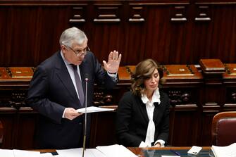 Il ministro degli Esteri Antonio Tajani durante le comunicazioni sulle nuove missioni in Medio Oriente e Mar Rosso, alla Camera dei Deputati, Roma, 05 marzo 2024, ANSA/VINCENZO LIVIERI