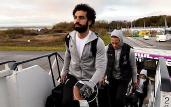 LIVERPOOL, ENGLAND - DECEMBER 15: (THE SUN OUT, THE SUN ON SUNDAY OUT) Mohamed Salah of Liverpool departing for FIFA Club World Cup from Liverpool John Lennon Airport on December 15, 2019 in Liverpool, England. (Photo by Andrew Powell/Liverpool FC via Getty Images)