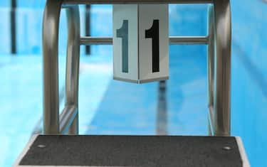 18 May 2021, Saxony-Anhalt, Wernigerode: View of a starting block at the edge of the pool. Since today, the large pool is filled with water. A total of 1.8 million litres of water fill the pool. The beginning of the outdoor pool season this year will probably not start until May 29th due to corona. Currently, the cities and municipalities are bringing their outdoor pools into operating condition. The necessary renovation work has been completed in recent weeks. Photo: Matthias Bein/dpa-Zentralbild/ZB (Photo by Matthias Bein/picture alliance via Getty Images)