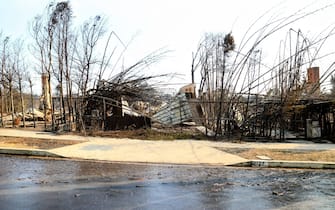LOS ANGELES, CA - JANUARY 10: A view of Anna Faris' home destroyed in the Palisades fire on January 10, 2025 in Los Angeles, California. (Photo by MEGA/GC Images)