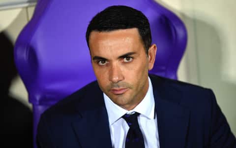 FLORENCE, ITALY - MAY 08: Raffaele Palladino, Head Coach of Fiorentina, looks on prior to the UEFA Conference League 2024/25 Semi Final First Leg match between ACF Fiorentina and Real Betis Balompie at Artemio Franchi on May 08, 2025 in Florence, Italy. (Photo by Valerio Pennicino - UEFA/UEFA via Getty Images)