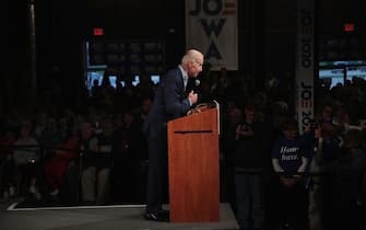 DES MOINES, IOWA – MAY 1: Democratic presidential candidate and former vice president Joe Biden speaks to guests during a campaign event at The River Center on May 1, 2019 in Des Moines, Iowa. The event was Biden’s final rally in the state, wrapping up his first visit since announcing that he was officially seeking the Democratic nomination for president.   (Photo by Scott Olson/Getty Images)