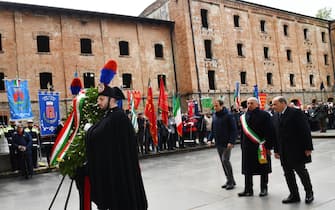 La cerimonia del 25 aprile alla Risiera San Sabba a Trieste, 25 aprile 2024.
ANSA/GIOVANNI MONTENERO