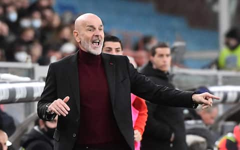 Milan s head coach Stefano Pioli gestures during the Italian Serie A match, Genoa CFC vs Ac Milan at Luigi Ferraris stadium in Genoa, Italy, 01 december 2021.  ANSA/LUCA ZENNARO
