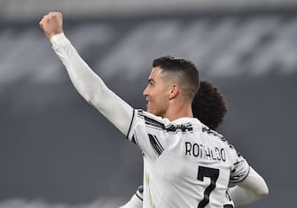 Juventus  Cristiano Ronaldo jubilates after scoring the goal (1-0) during the italian Serie A soccer match Juventus FC vs AS Roma at the Allianz Stadium in Turin, Italy, 6 february 2021 ANSA/ALESSANDRO DI MARCO