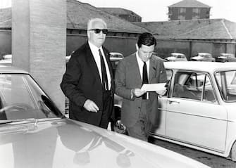 This 1966 picture provided by Pininfarina press office 03 July 2012, shows Sergio Pininfarina (R) with Enzo Ferrari.
ANSA/PININFARINA-HO- EDITORIAL USE ONLY