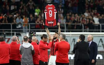 AC Milan's Olivier Giroud reacts at the end of the Italian serie A soccer match between AC Milan and Salernitana at Giuseppe Meazza stadium in Milan,  25 May  2024.
ANSA / MATTEO BAZZI