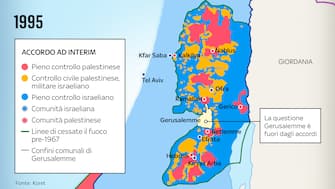 Questa cartina illustra un ulteriore ritiro israeliano che seguì alla prima fase di Oslo II