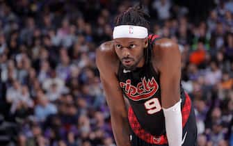 SACRAMENTO, CA - NOVEMBER 8: Jerami Grant #9 of the Portland Trail Blazers looks on during the game against the Sacramento Kings on November 8, 2023 at Golden 1 Center in Sacramento, California. NOTE TO USER: User expressly acknowledges and agrees that, by downloading and or using this Photograph, user is consenting to the terms and conditions of the Getty Images License Agreement. Mandatory Copyright Notice: Copyright 2023 NBAE (Photo by Rocky Widner/NBAE via Getty Images)