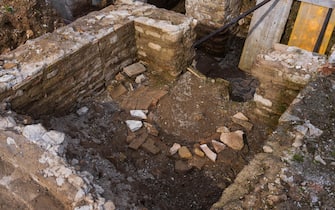 Il bagno rituale ebraico emerso dagli scavi condotti a Ostia Antica, 10 marzo 2025.   NPK   ANSA / Ufficio stampa Ministero Cultura     +++ ANSA PROVIDES ACCESS TO THIS HANDOUT PHOTO TO BE USED SOLELY TO ILLUSTRATE NEWS REPORTING OR COMMENTARY ON THE FACTS OR EVENTS DEPICTED IN THIS IMAGE; NO ARCHIVING; NO LICENSING +++
