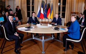 Presidente ucraino, francese, russo ed ex cancelliera tedesca