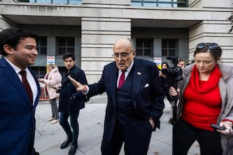 epa11031647 Rudy Giuliani, Former attorney for former President Donald Trump, departs the US District Court after he was ordered to pay 148 million US dollars in punitive damages in his defamation case brought by two Fulton County election workers in Washington, DC, USA, 15 December 2023. The two Atlanta workers, Ruby Freeman and Shane Moss, sued Giuliani for defamation after they were harassed following Giuliani s false election claims.  EPA/JIM LO SCALZO