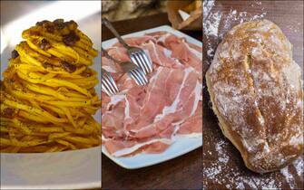 spaghetti, prosciutto e ciabatta