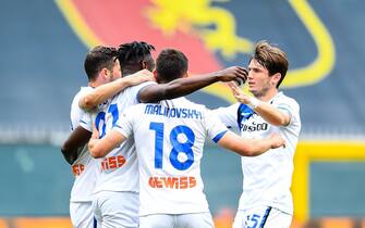 I giocatori dell'Atalanta esultano per un gol