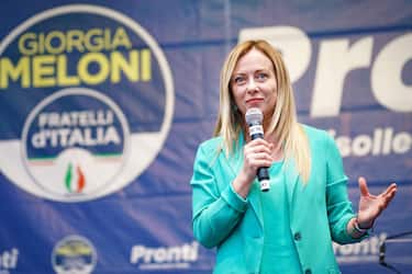 Electoral rally by Giorgia Meloni, leader of Fratelli d'Italia party, candidate for premier in the political elections. Turin, Italy - September 2022