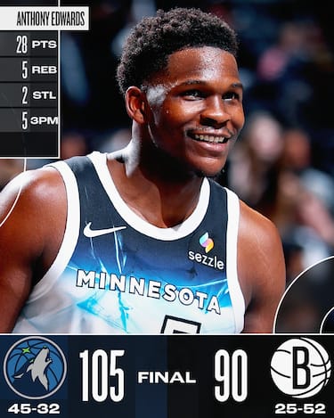 BROOKLYN NETS-MINNESOTA TIMBERWOLVES 90-105