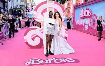 LONDON, ENGLAND - JULY 12:  Ncuti Gatwa and Emma Mackey attend the "Barbie" European Premiere at Cineworld Leicester Square on July 12, 2023 in London, England. (Photo by Gareth Cattermole/Getty Images)