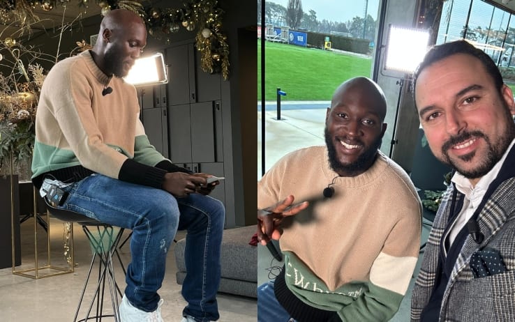 Romelu Lukaku durante l'intervista per Sky Sport con Matteo Barzaghi