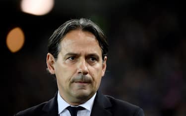 Inter Milan's Italian coach Simone Inzaghi looks on prior the Italian Serie A football match between Udine and Inter Milan on April 8, 2024 at the Friuli - Dacia Arena stadium in Udine. (Photo by Filippo MONTEFORTE / AFP)