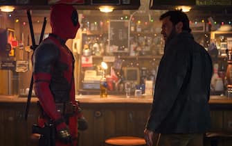 (L-R): Ryan Reynolds as Deadpool/Wade Wilson and Hugh Jackman as Wolverine/Logan in 20th Century Studios/Marvel Studios' DEADPOOL & WOLVERINE. Photo by Jay Maidment. © 2024 20th Century Studios / © and ™ 2024 MARVEL.