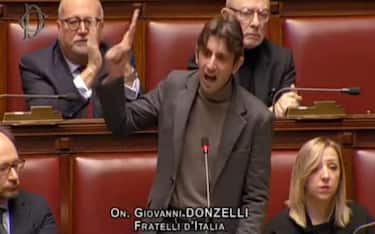 Un momento dell'intervento di  Giovanni Donzelli (Fdi) nell'Aula della Camera, Roma, 31 Gennaio 2023. ANSA/CAMERA DEI DEPUTATI