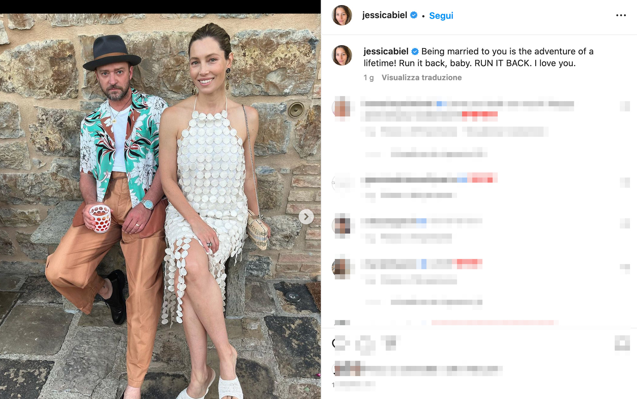 Justin Timberlake e Jessica Biel festeggiano 10 anni di matrimonio