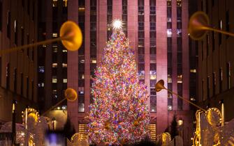 The Christmas tree at Rockefeller Center. December 2023. New York City, NY. USA