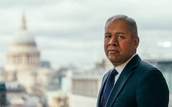 C.S. Venkatakrishnan, chief executive officer of Barclays Plc, following a Bloomberg Television interview in London, UK, on Thursday, Oct. 27, 2022. The investment bank has been what has kept Barclays flourishing and quite apart from many of our competitors, he said on Bloomberg Front Row on Oct. 27, his first television interview since taking the top job a year ago. Photographer: Jose Sarmento Matos/Bloomberg via Getty Images