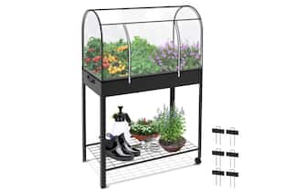 Fioriera rialzata in metallo con copertura in PVC
