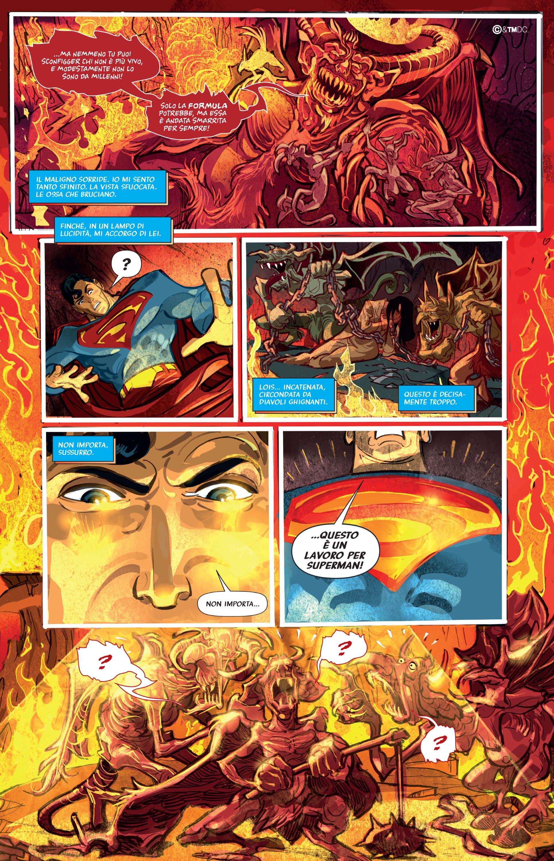 Una tavola tratta da Superman: Inferno di Marco Nucci e Fabio Celoni Una tavola tratta da Superman: Inferno di Marco Nucci e Fabio Celoni
