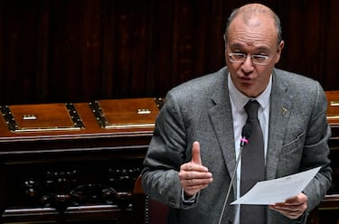 Il ministro dellÕIstruzione, Giuseppe Valditara, durante il question time alla Camera dei Deputati, Roma, 25 gennaio 2023. ANSA/RICCARDO ANTIMIANI