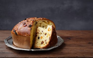 Panettone (Italian Christmas cake), sliced