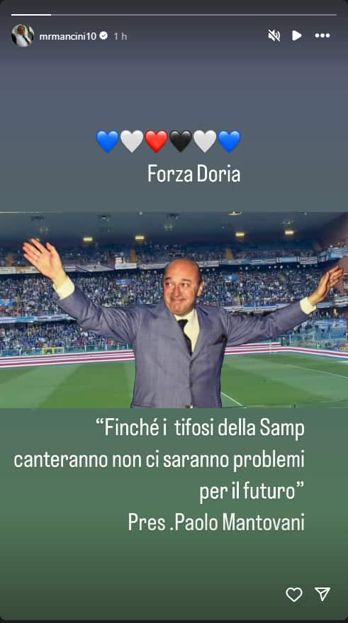 La storia di Roberto Mancini su Instagram