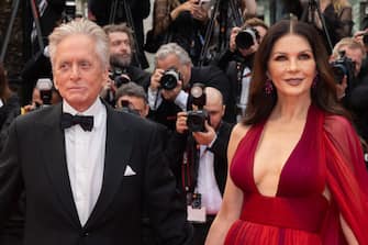 CANNES, FRANCE - MAY 16: (L-R) Michael Douglas and Catherine Zeta-Jones attend the "Jeanne du Barry" Screening & opening ceremony red carpet at the 76th annual Cannes film festival at Palais des Festivals on May 16, 2023 in Cannes, France. (Photo by Marc Piasecki/FilmMagic)
