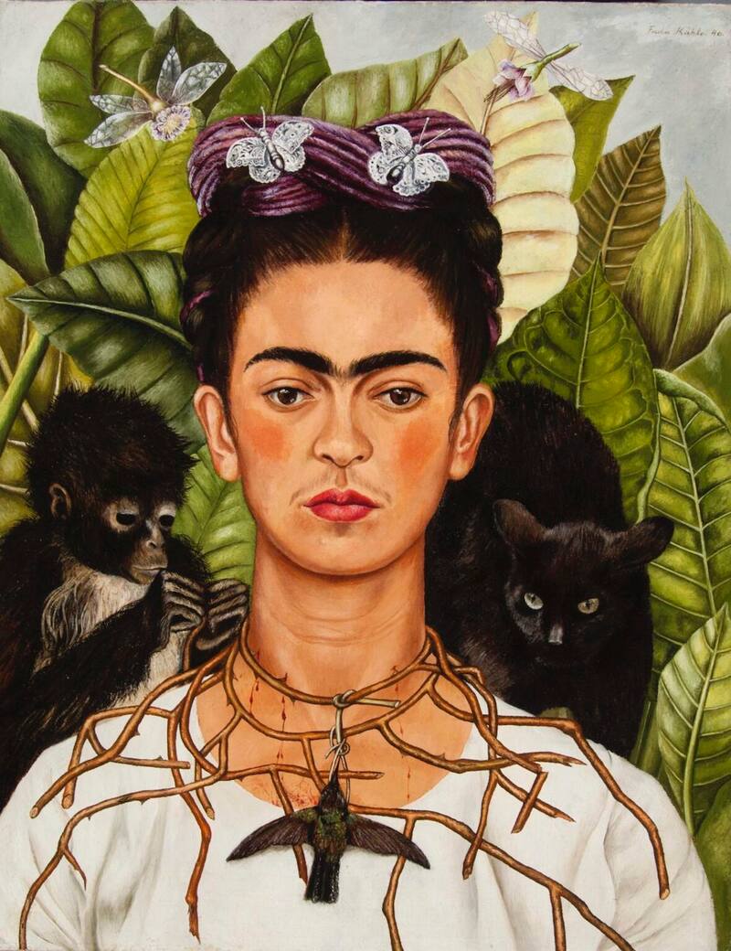 Frida Kahlo, Self Portrait with Thorn Necklace and Hummingbird 1940. Nickolas Muray Collection of Mexican Art, 66.6 Harry Ransom Research Center, University of Texas, Austin