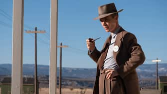 Cillian Murphy is J. Robert Oppenheimer in OPPENHEIMER, written, produced, and directed by Christopher Nolan.