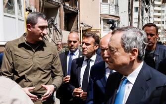 Draghi e Macron a Irpin