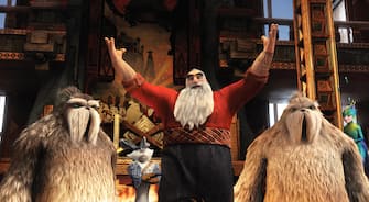 North (Alec Baldwin, center), along with Bunnymund (Hugh Jackman, rear center), Tooth (Isla Fisher, rear right) and two of his Yettis welcome Jack Frost (Chris Pine, not featured) in DreamWorks Animation‚Äôs RISE OF THE GUARDIANS to be released by Paramount Pictures.
RG-044