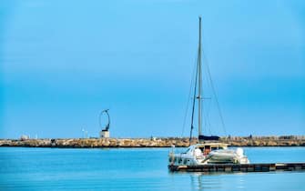Sailboats in the Port of San Benedetto del Tronto, Italy