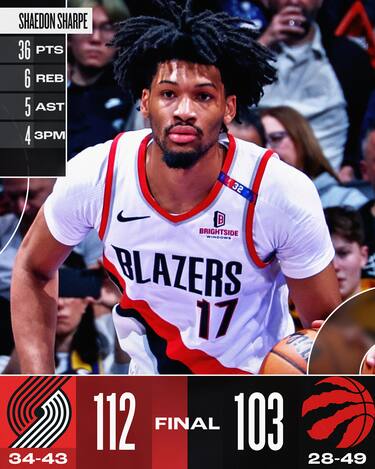 TORONTO RAPTORS-PORTLAND TRAIL BLAZERS 103-112